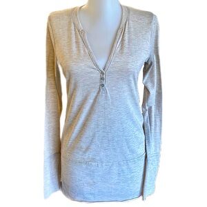 Long Sleeve Neutral Ella Moss Shirt with Button Details